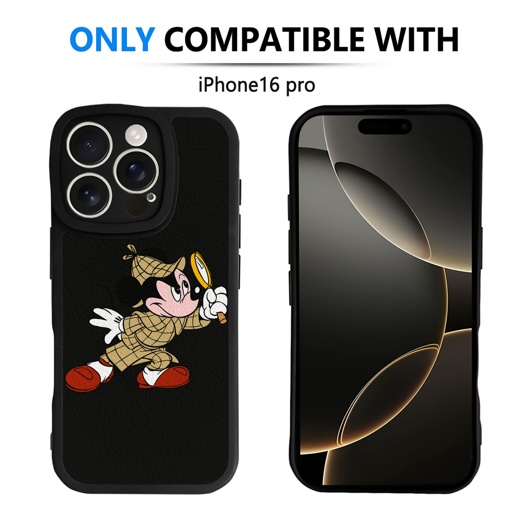 （画像用） ミッキーマウス Mickey Mouse 【iPhone 16シリーズ対応】シリコンスマホケース（レザー調） 材質：シリコン
